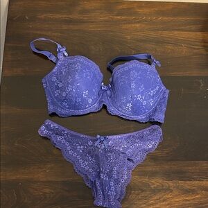Lace Balconette Bra & Bikini Set in Purple — Women Intimates